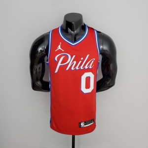 2021 MAXEY#0 76ers Jordan Themed Red NBA Jersey