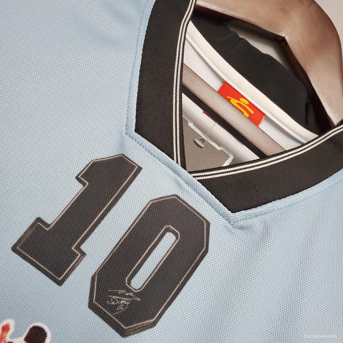 Retro 2001 Argentina Maradona #10 Commemorative Edition Soccer Jersey