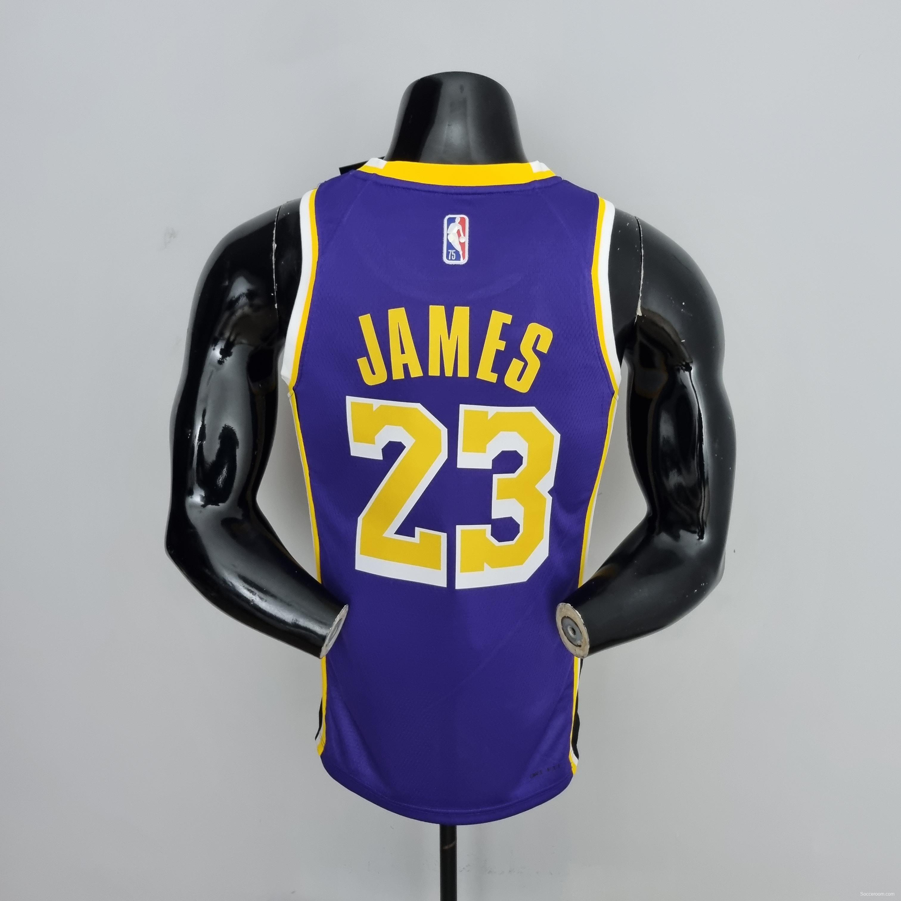 75th Anniversary James #23 Los Angeles Lakers Jordan Purple NBA Jersey