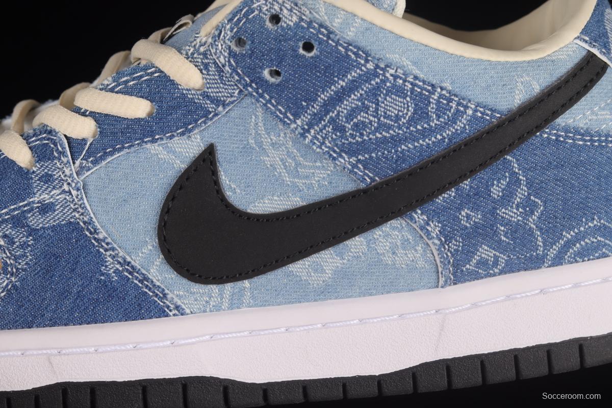 Circlecustom x NIKE DUNK Low co-branded custom cashew denim low-top skateboard shoes BQ6817-168