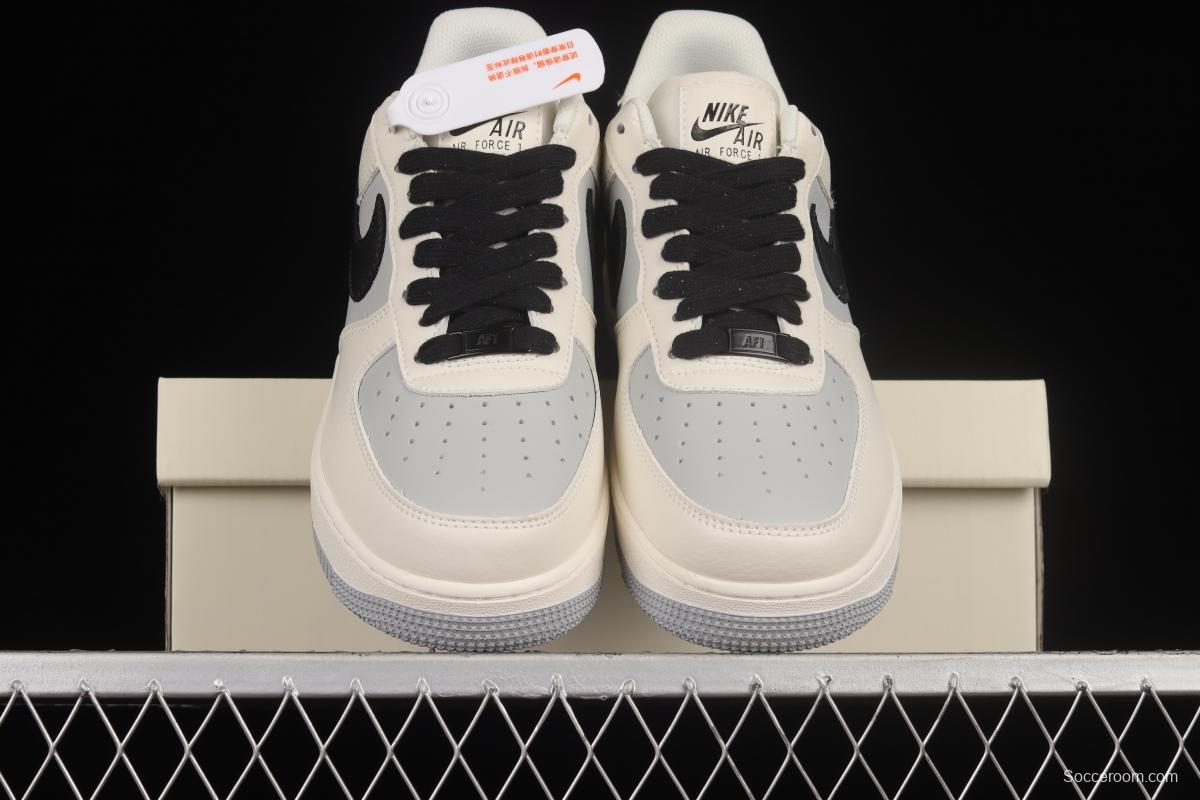 NIKE Air Force 1'07 Low gray and black color matching white, blue and red low-top casual sneakers TQ9685-785