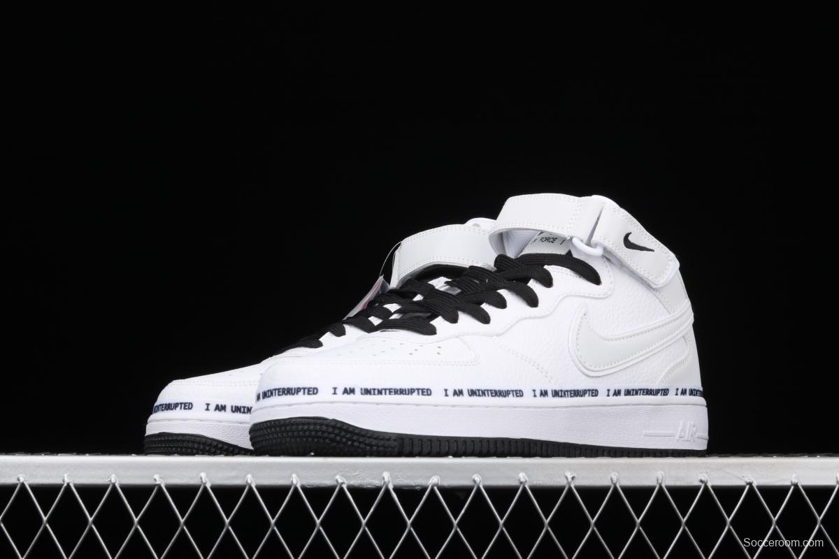 NIKE Air Force 11607 Mid x Uniterrupted white and blue graffiti James co-signed the same 3M reflective medium-side leisure sports board shoes BC2306-460