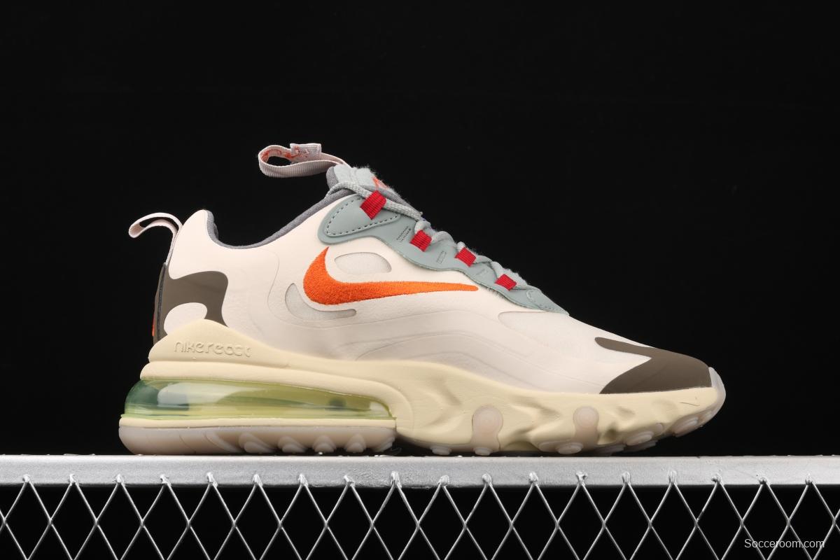 Travis Scott x NIKE Air Max 270React joint style light cream barb white blue orange air cushion running shoes CV2414-200