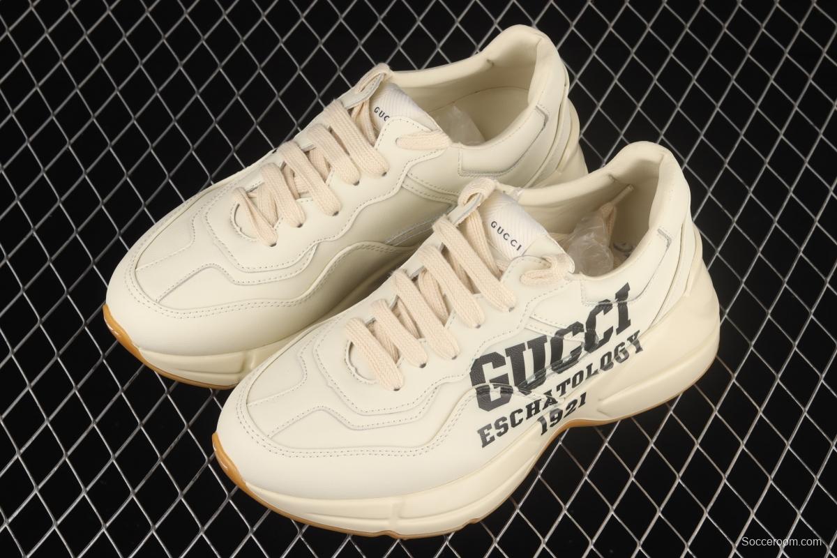 Gucci Rhyton Vintage Trainer Sneaker Gucci daddy 5D leather horn retro jogging daddy shoes DRW009522