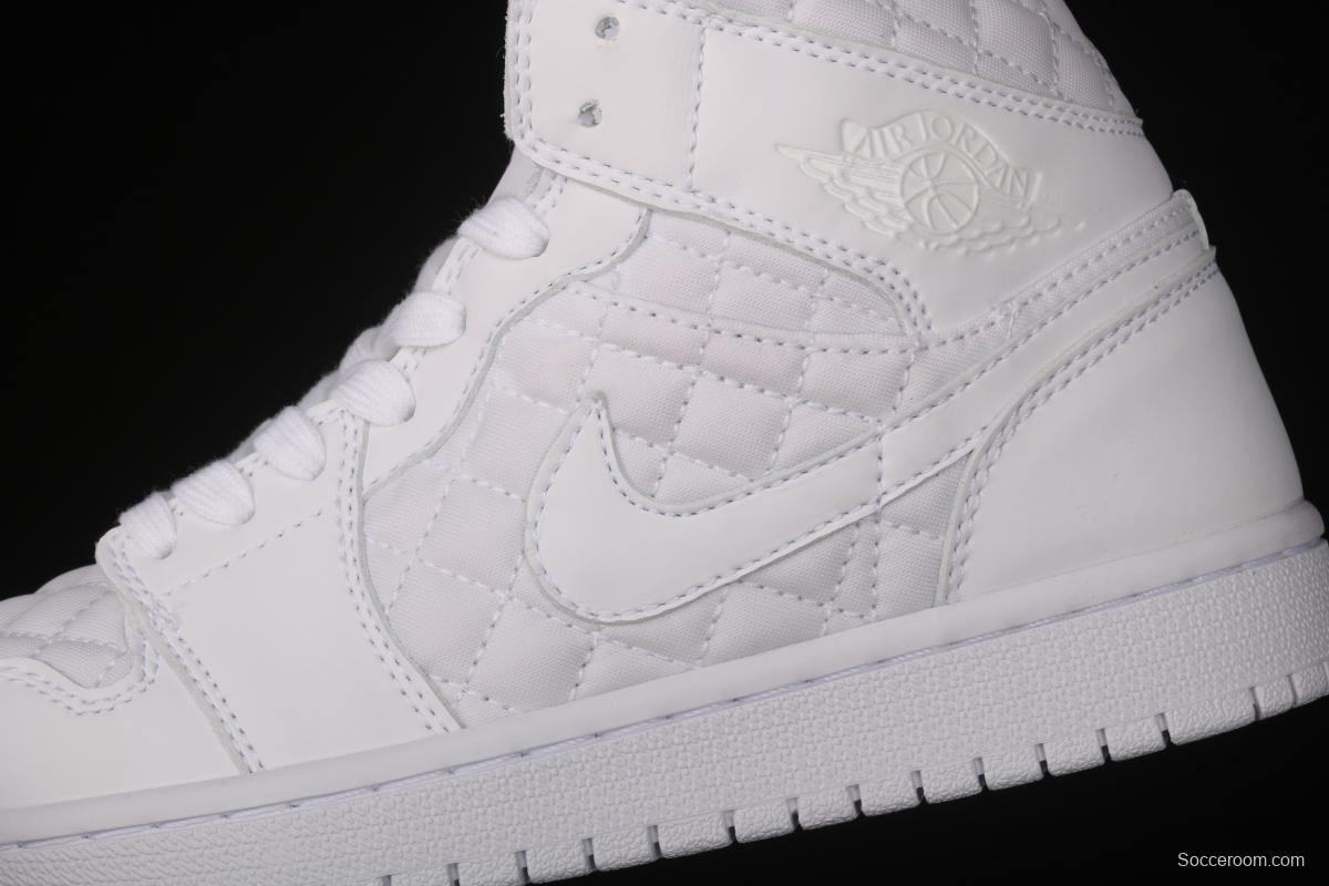 Air Jordan 1 Mid Quilted White Little Chanel Leisure Sport Board shoes DB6078-100