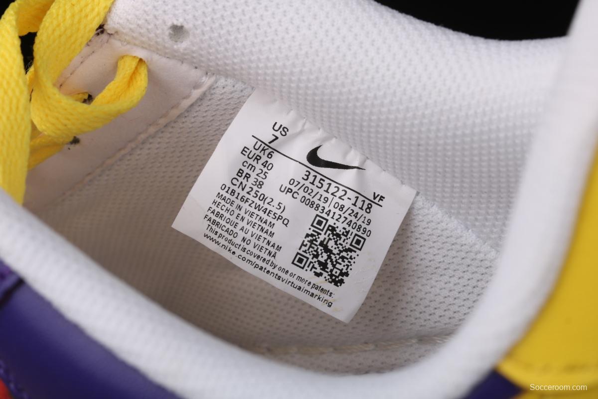 NIKE Air Force 1: 07 co-signed Kobe Bryant Lakers LA white and purple shoes with yellow color low-top casual shoes 315122-118