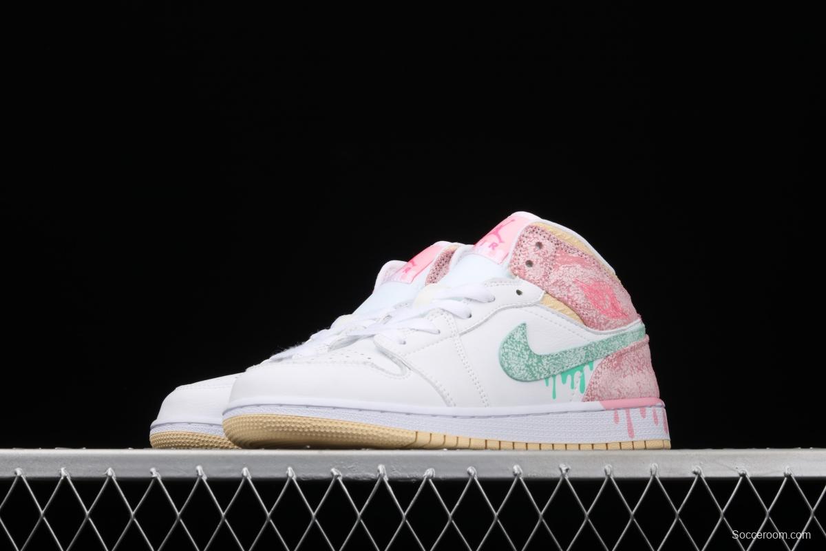 Air Jordan 1 Mid GS Ice Cream Bang Basketball shoes DD1666