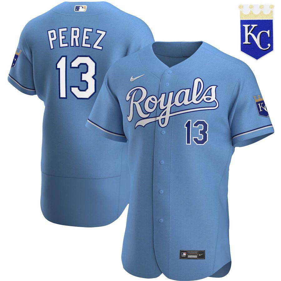 Men's Salvador Perez Light Blue Alternate 2020 Authentic Player Team Jersey