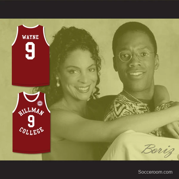 Dwayne Wayne 9 Hillman College Maroon Basketball Jersey with Eagle Patch