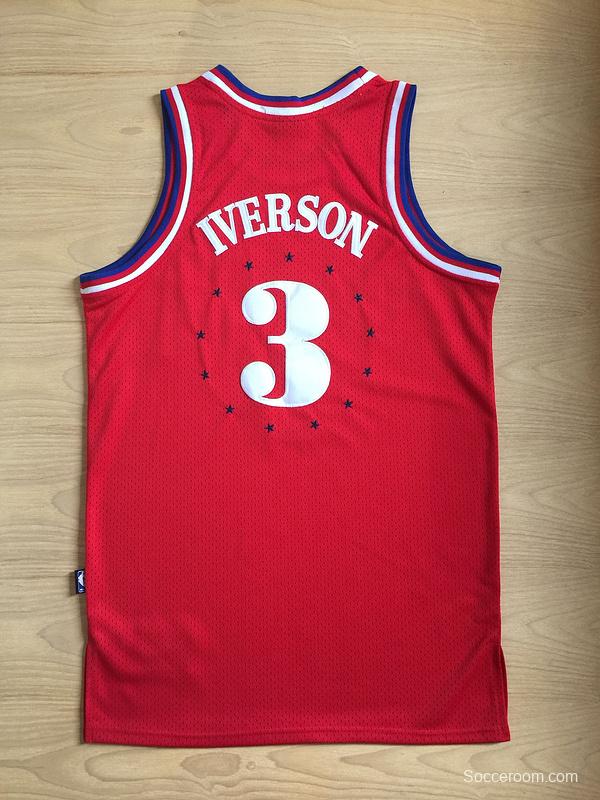 Men's Allen Iverson Red Retro Classic Team Jersey