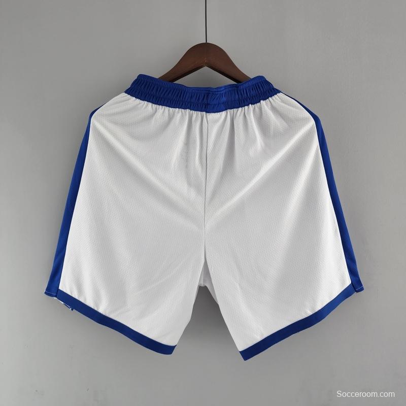 Golden State Warriors NBA Shorts White Blue Trim