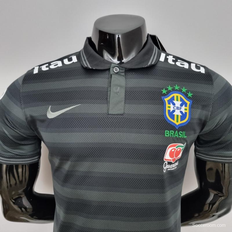 2022 Brazil Polo Black Stripe Jersey