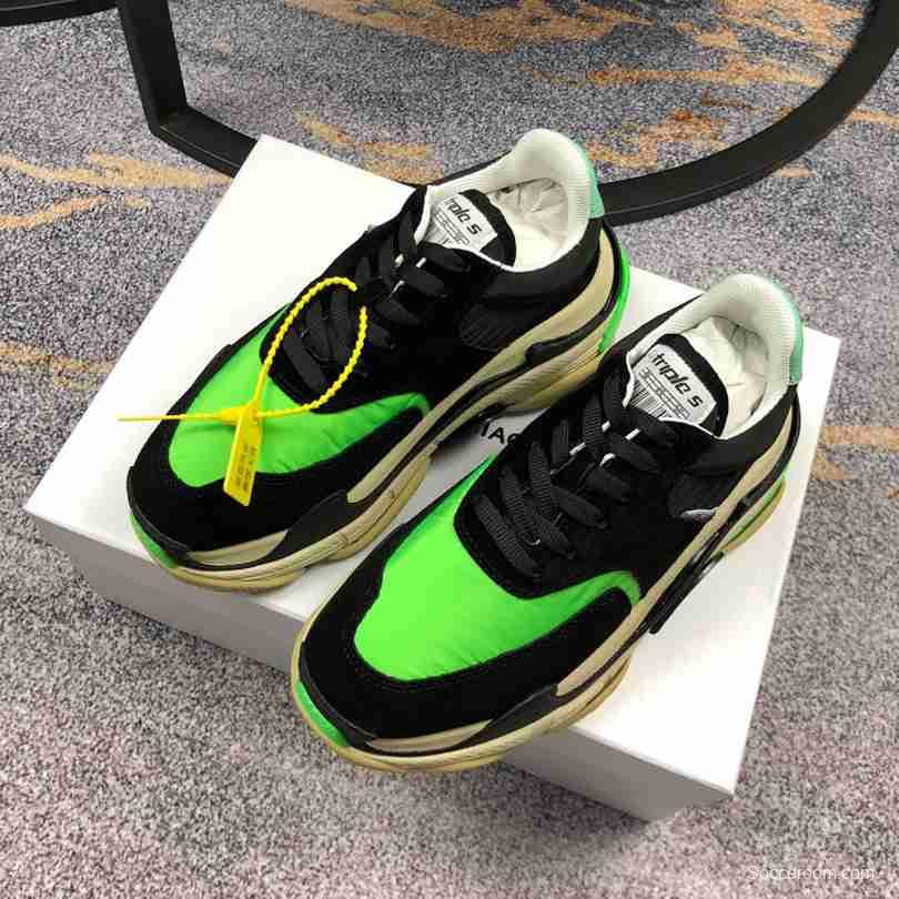 Men Balenciaga Triple-S 2 Black/Green Sneaker