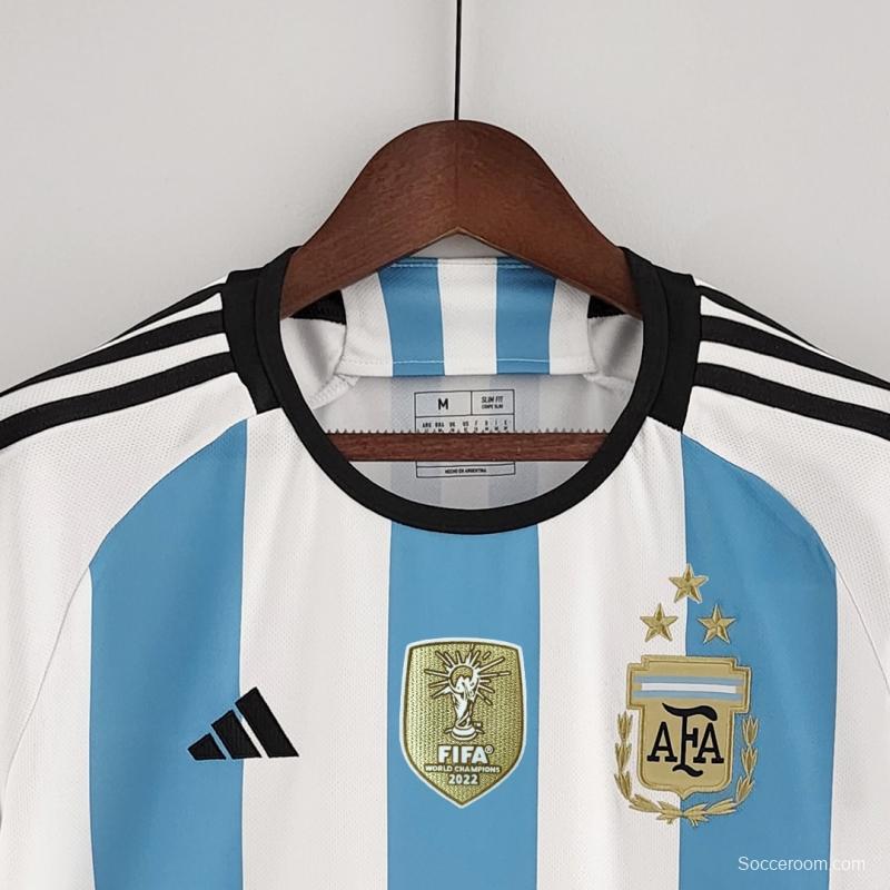 3 Stars 2022 Argentina Home Jersey With World Cup Champion Patches