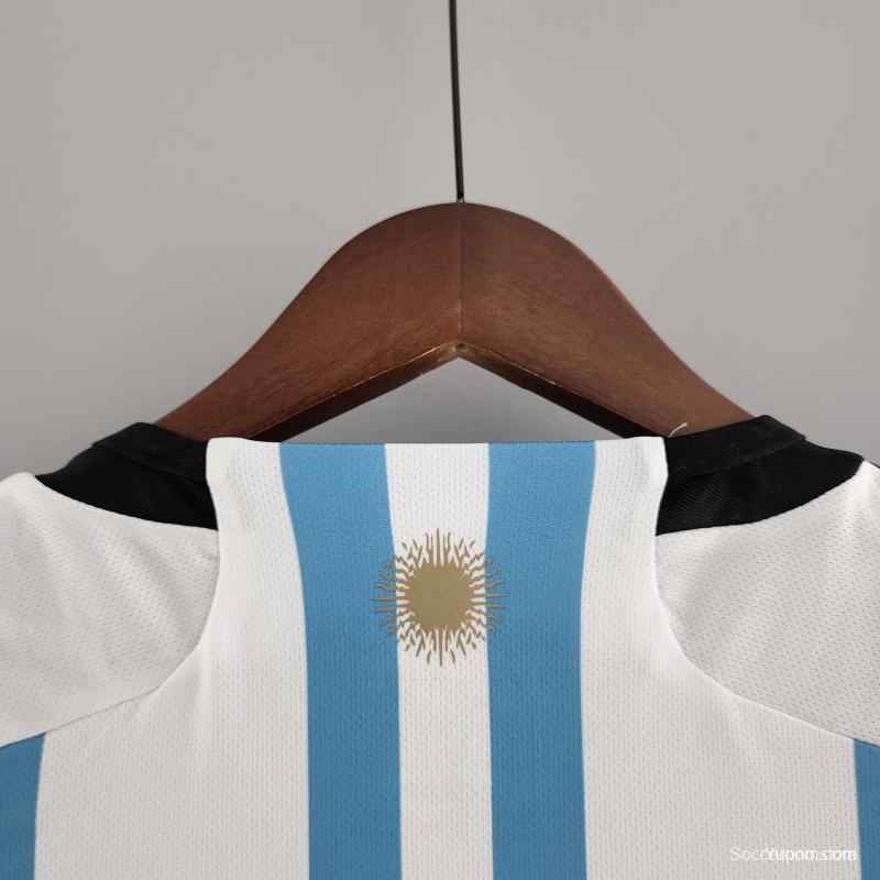 3 Stars 2022 Argentina Home Jersey With World Cup Champion Patches