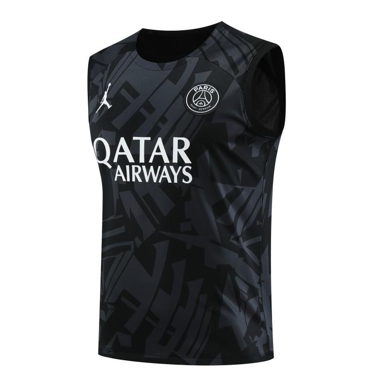 23-24 PSG Black Pattern Vest Jersey+Shorts