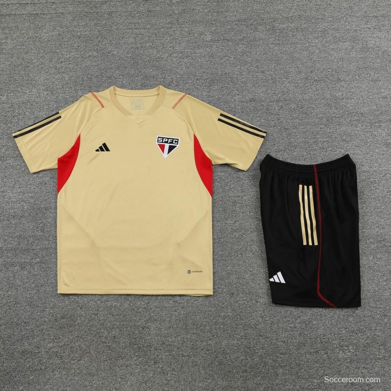 23-24 Sao Paulo Beige Short Sleeve Jersey+Shorts