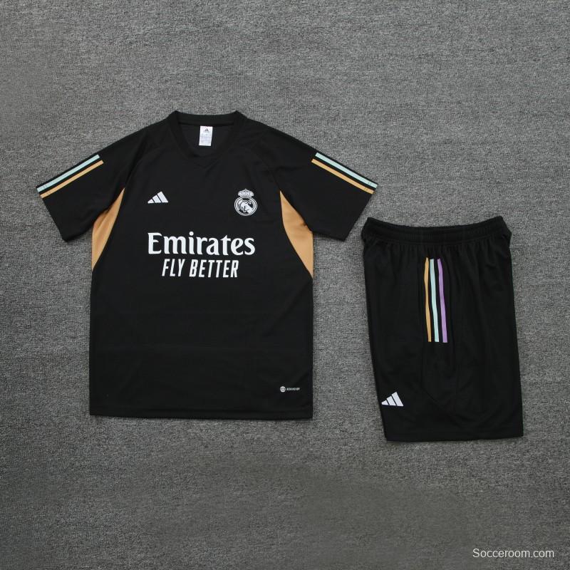 23 24 Real Madrid Black Short Sleeve+Shorts