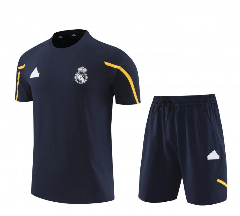 23/24 Real Madrid Navy Cotton Short Sleeve Jersey+Shorts