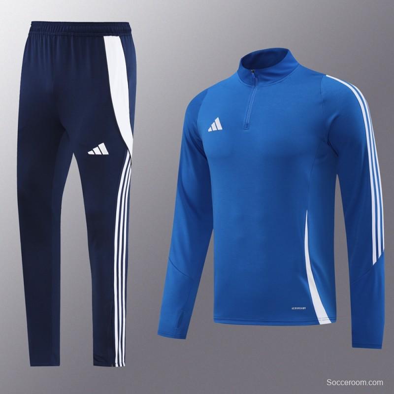 2024 Adidas Blue Half Zipper Jacket+Pants