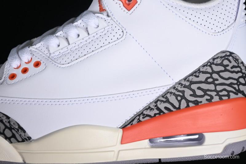 Nike Air Jordan 3 Retro Sneakers in White and Peach Orange - CK9246-121
