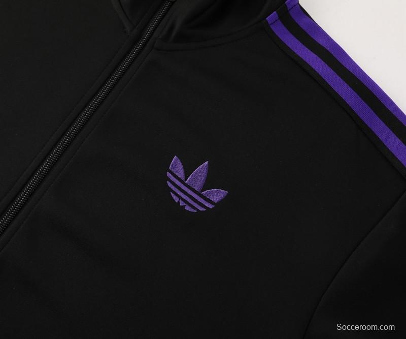 24/25 Adidas Original Black/Purple Full Zipper Jacket +Long Pants