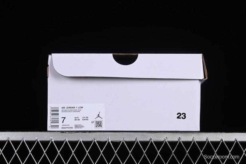 Nike Air Jordan 1 Low AJ1 Black Grey Blue Swoosh Low-Top Lifestyle Basketball Shoes - DC0774-040