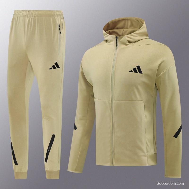 2024 Adidas Yellow Hoodie Full Zipper Jacket +Long Pants