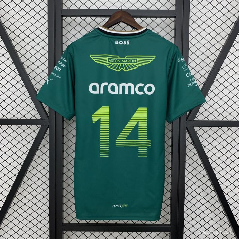 2025 F1 Formula Aston Martin Green ARAMCO #14 T-Shirt