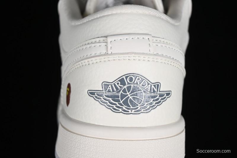 Nike Air Jordan 1 Low BAPE Collaboration - White Grey Basketball Shoes - WG8850-003