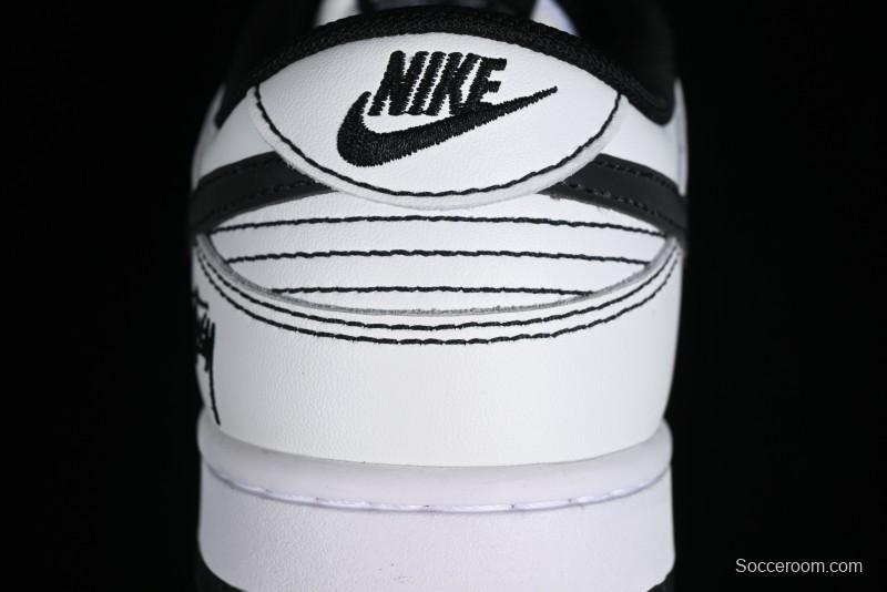 Stussy x Nike Dunk Low SB Skate Shoes in White-Black - FC1688-137