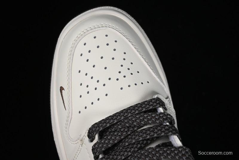 Nike Air Jordan 1 Low LV Collaboration Sneakers - Classic Monogram Swoosh in Off-White - WG8850-004