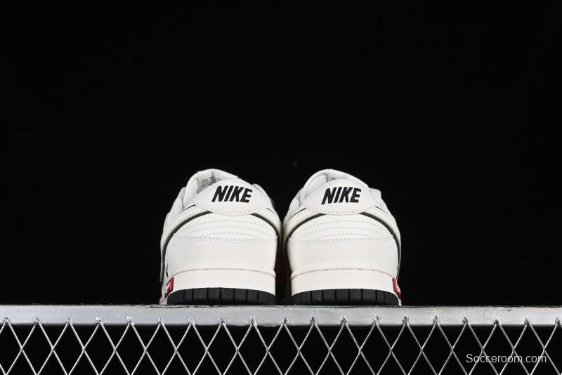 Nike SB Dunk Low Supreme Collaboration - Beige Black Mini Swoosh Anniversary High-End Custom Low-Top Casual Skate Shoes - DJ2024-006