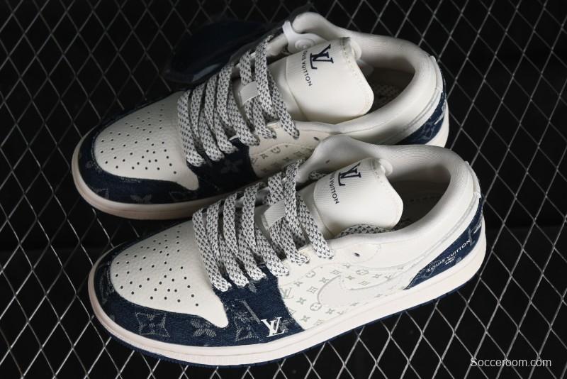 Nike Air Jordan 1 Low LV Collaboration - Light Blue Retro Casual Sneakers - SJ9950-003