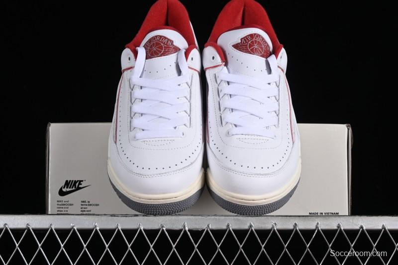 Nike Air Jordan 2/3 Retro Low Top Basketball Shoes in White and Red - FD0383-161