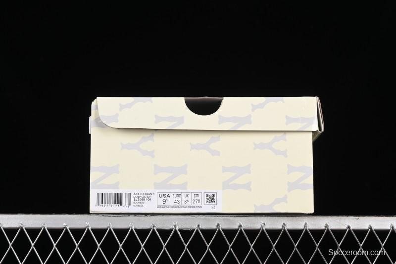 Nike Travis Scott x Fragment Design x Air Jordan 1 Low OG SP AJ1 MLB Collaboration - NY Black Print Low Top Casual Sneakers SJ2068-104