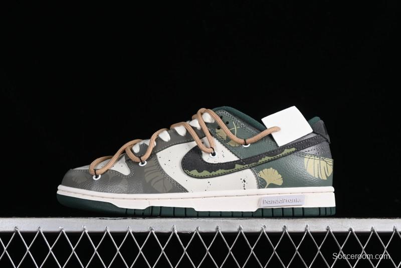 Nike Dunk Low Panda Prank Jungle Crossing - Green Wild Floating Abyss Beige Brown Green SB Lace-Up Low-Top Casual Skate Shoes - FD0350-133
