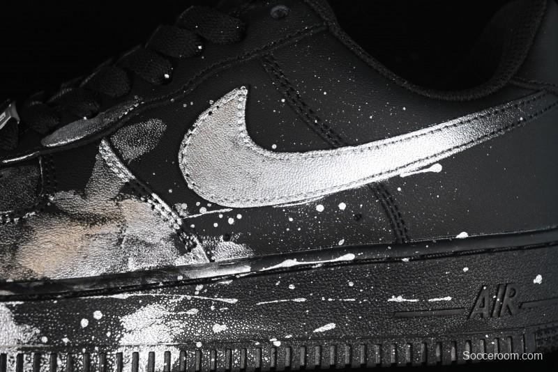 Nike Air Force 1 '07 Low Graffiti Black Silver Anime Hand-Painted Casual Sneakers - CW2288-012
