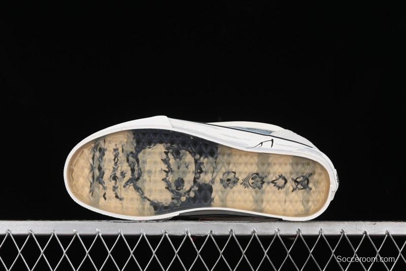 HIRONO Knu Skool Low-Top Casual Sneakers with Denim Graffiti Design - VN0009QCRBL