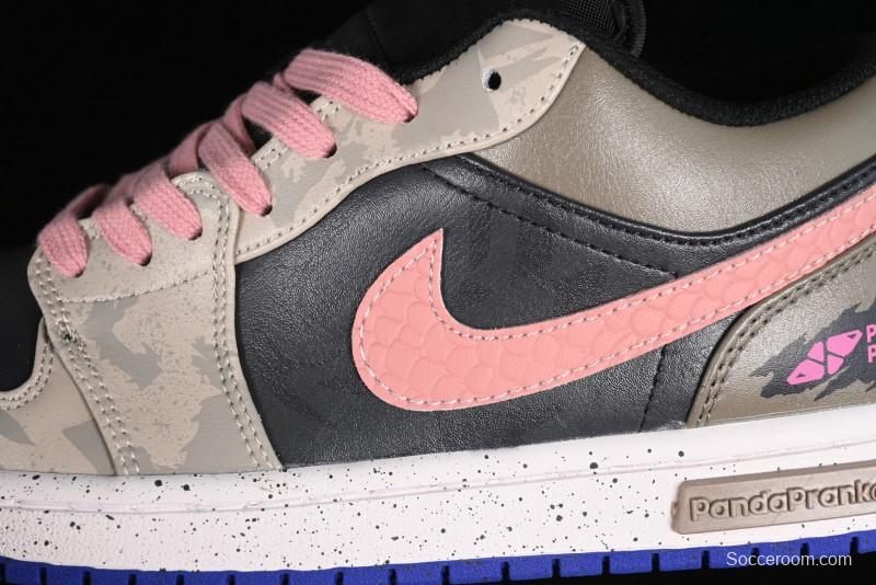 Nike Air Jordan 1 Low Retro Basketball Shoes with Panda Mischief Pioneer Knight Design - 553558-154