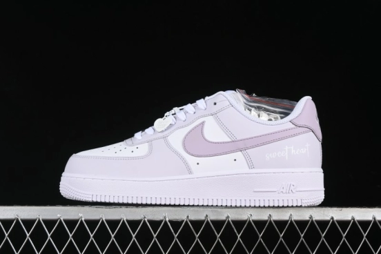 Nike Air Force 1 '07 Low Casual Sneakers with Anime-Inspired Light Gray Purple Spray Paint Design - DY8899-004