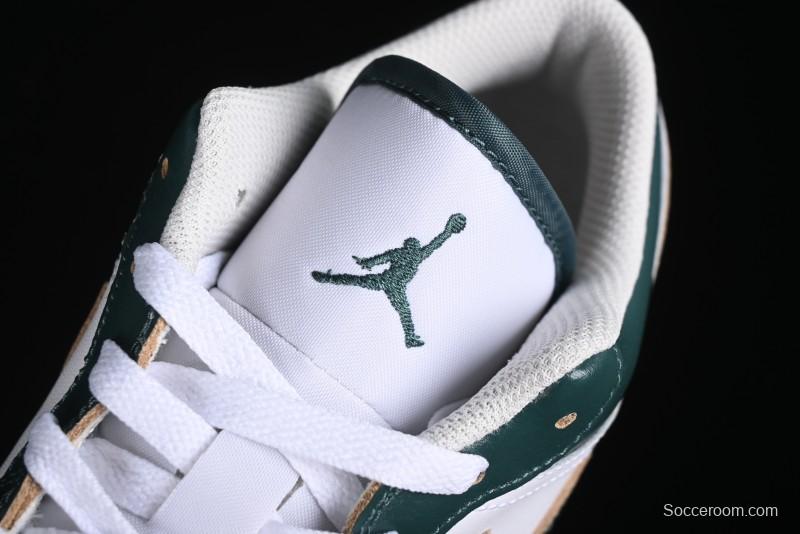 Nike Air Jordan 1 Low Retro Casual Sneakers in White Green - FQ7687-300
