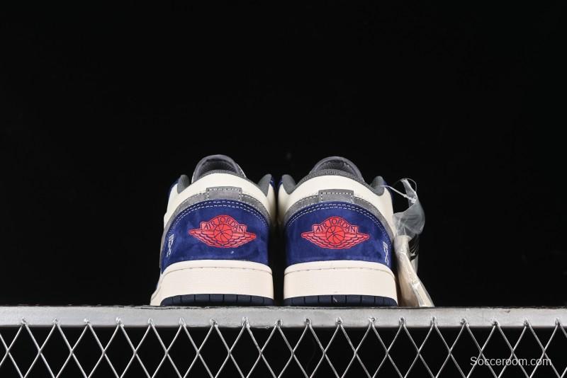 Nike Air Jordan 1 Low OFF-WHITE Collaboration - Qilin Blue Retro Basketball Shoes - WG8850-013