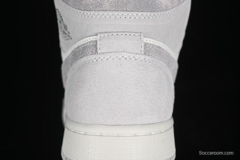 Nike Air Jordan 1 Mid AJ1 Basketball Shoes White Grey - FQ7720-002
