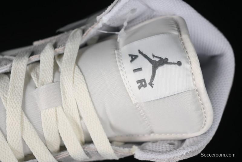 Nike Air Jordan 1 Mid AJ1 Basketball Shoes White Grey - FQ7720-002