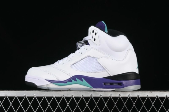 Nike Air Jordan 5 Retro Sneakers in White and Purple Grape Colorway - 136027-108