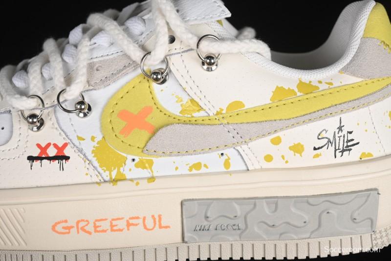 Nike Air Force 1 Fontanka Custom Graffiti Low-Top Casual Sneakers with Deconstructed Dual Laces - DV6984-001