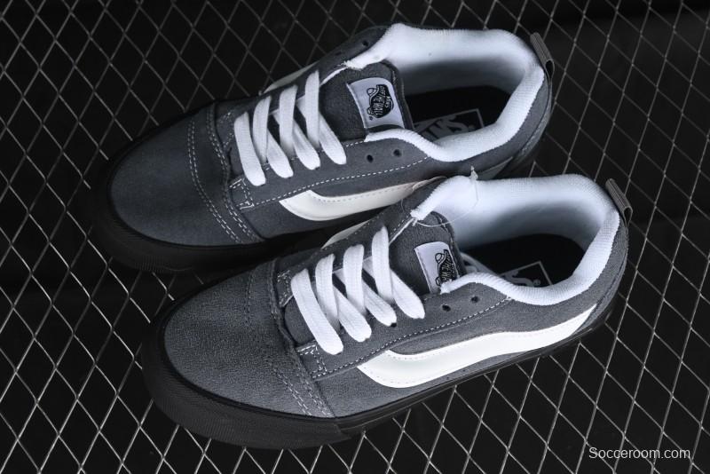 Vans Knu Skool Dark Grey Black Sole Versatile Casual Slip-Resistant Cushioned Platform Sneakers - VN000D22PWT