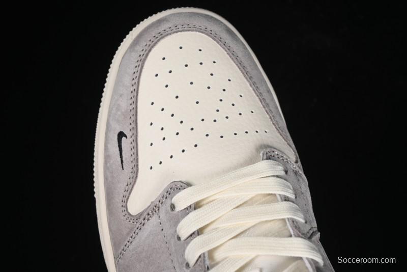 Nike Air Jordan 1 Low Stussy Collaboration - Grey Black Red Label Retro Basketball Shoes - SJ9950-034