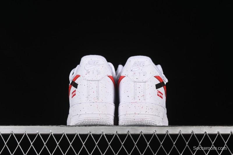 Supreme x Nike Air Force 1 '07 Low Casual Sneakers with Broken Swoosh and Anime-Inspired Spray Paint Design - CU9225-101